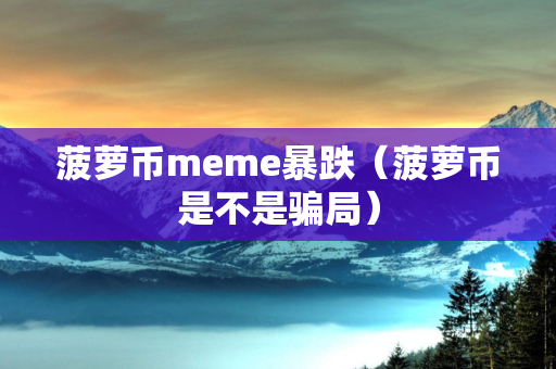 菠萝币meme暴跌（菠萝币是不是骗局）