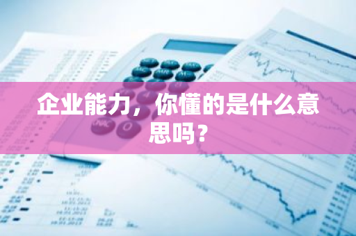 企业能力，你懂的是什么意思吗？