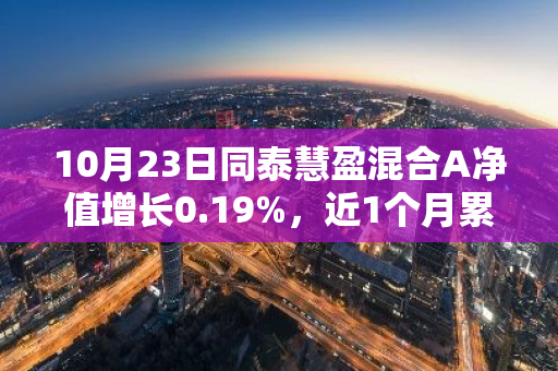 10月23日同泰慧盈混合A净值增长0.19%，近1个月累计上涨11.92%