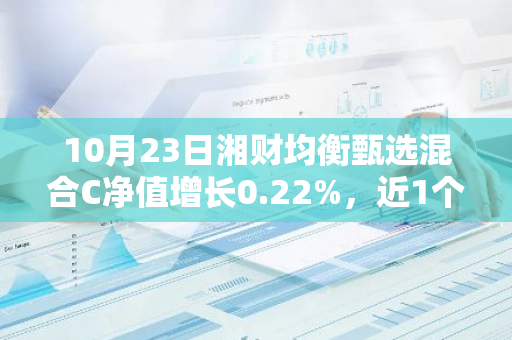 10月23日湘财均衡甄选混合C净值增长0.22%，近1个月累计上涨14.34%