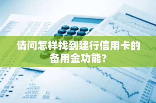 请问怎样找到建行信用卡的备用金功能？