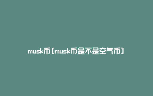 musk币投资前景怎么样