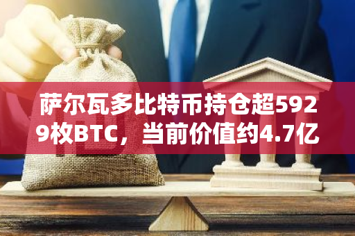 萨尔瓦多比特币持仓超5929枚BTC，当前价值约4.7亿美元