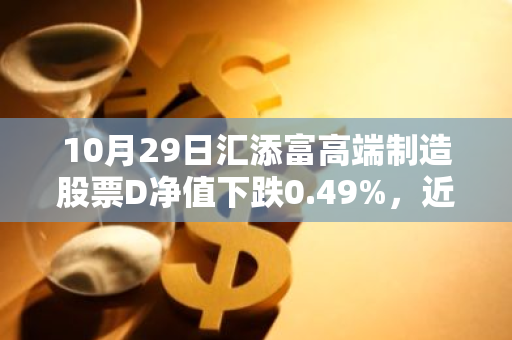 10月29日汇添富高端制造股票D净值下跌0.49%，近1个月累计上涨3.95%