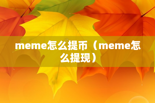 meme怎么提币（meme怎么提现）