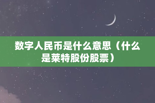 数字人民币是什么意思（什么是莱特股份股票）