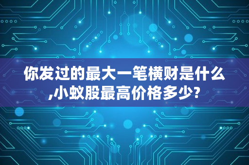 你发过的最大一笔横财是什么,小蚁股最高价格多少?