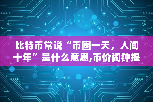 比特币常说“币圈一天,人间十年”是什么意思,币价闹钟提醒软件 比特币常说“币圈一天,人间十年”是什么意思,币价闹钟提醒软件