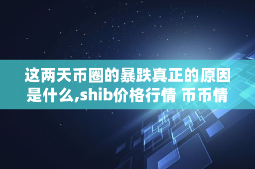 这两天币圈的暴跌真正的原因是什么,shib价格行情 币币情