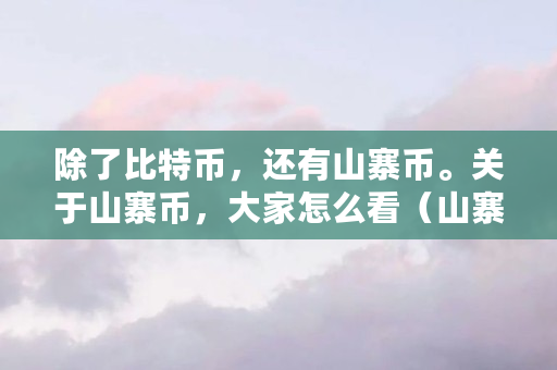 除了比特币,还有山寨币。关于山寨币,大家怎么看(山寨币是什么币) 除了比特币,还有山寨币。关于山寨币,大家怎么看(山寨币是什么币)