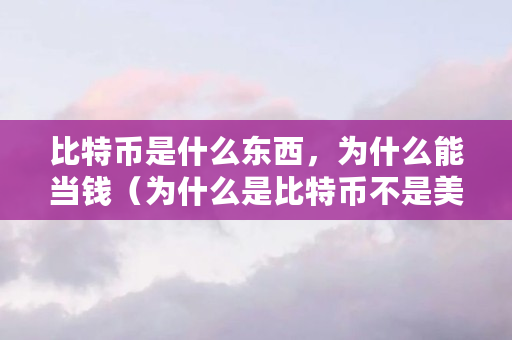 比特币是什么东西，为什么能当钱（为什么是比特币不是美元）