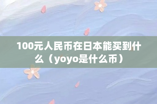 100元人民币在日本能买到什么(yoyo是什么币) 100元人民币在日本能买到什么(yoyo是什么币)