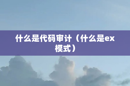 什么是代码审计（什么是ex模式）