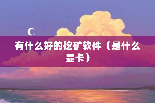有什么好的挖矿软件(是什么显卡) 有什么好的挖矿软件(是什么显卡)