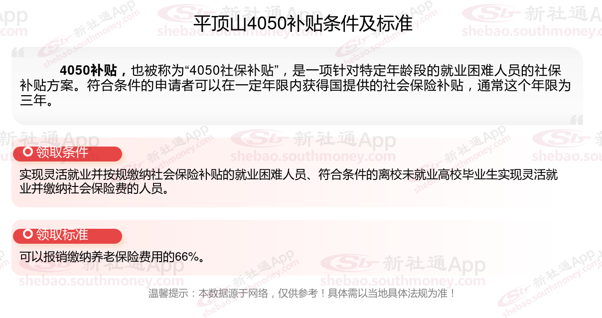 2023~2024年平顶山4050补贴达到什么条件才能领取 平顶山4050补贴每月多少钱？