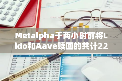 Metalpha于两小时前将Lido和Aave赎回的共计22822枚ETH转至币安，价值5949万美元