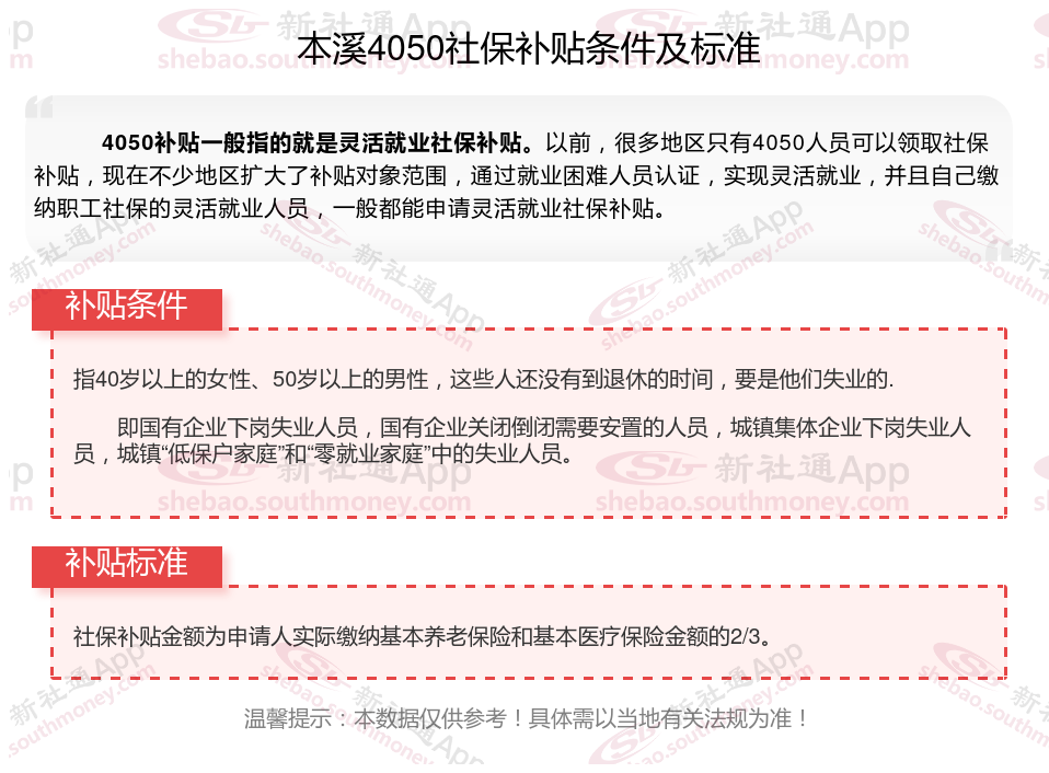 本溪灵活就业4050补贴需要什么条件 2024年最新本溪4050社保补贴标准