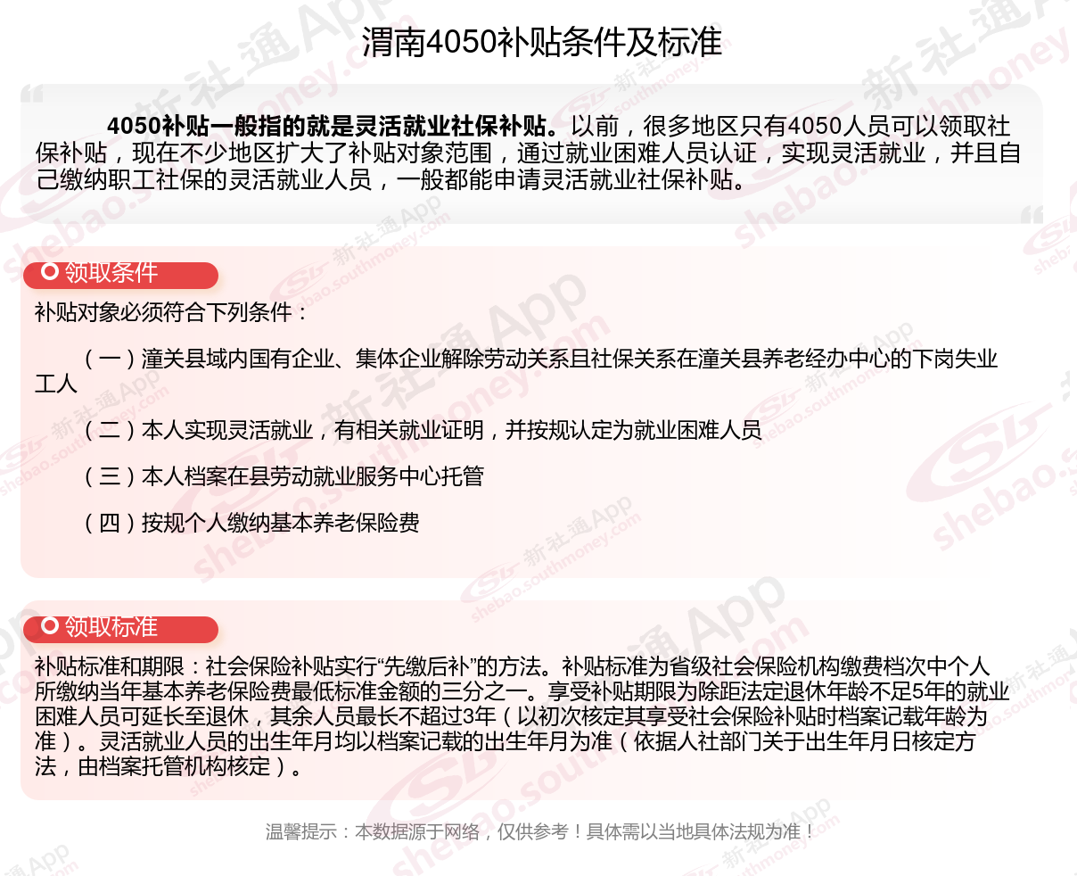 渭南4050社保补贴多少钱一个月，2024年4050社保补贴申请需要什么条件？