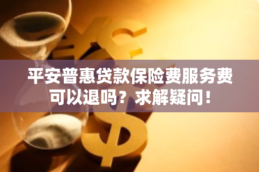 平安普惠贷款保险费服务费可以退吗？求解疑问！