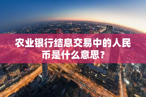 农业银行结息交易中的人民币是什么意思？