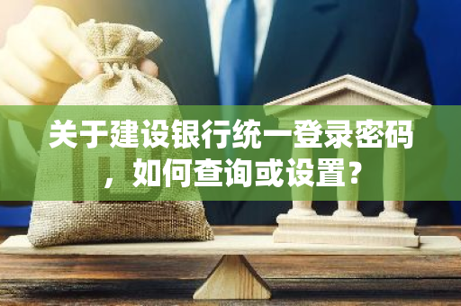 关于建设银行统一登录密码，如何查询或设置？