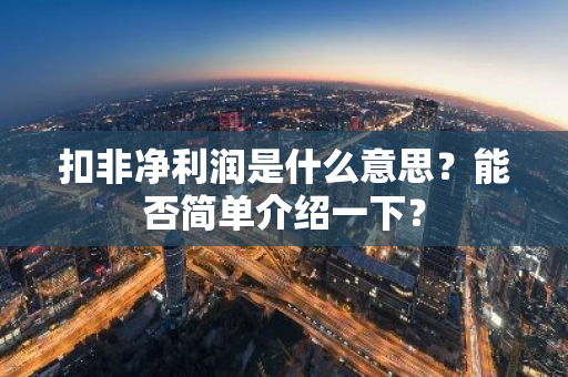 扣非净利润是什么意思？能否简单介绍一下？