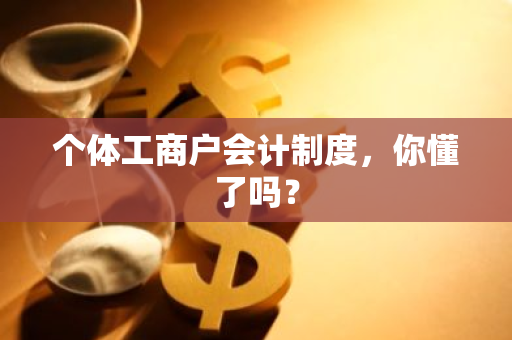 个体工商户会计制度，你懂了吗？