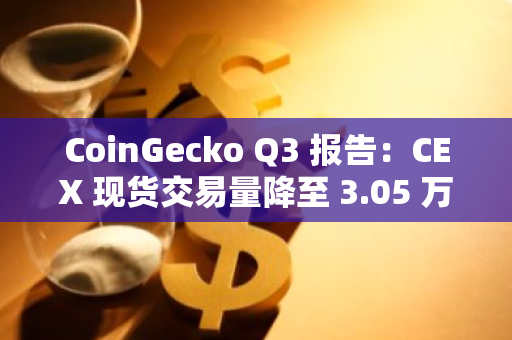 CoinGecko Q3 报告：CEX 现货交易量降至 3.05 万亿美元，环比下滑 14.8%