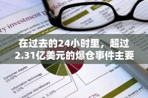 在过去的24小时里，超过2.31亿美元的爆仓事件主要源于多单的大幅亏损