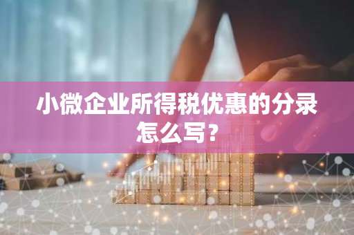 小微企业所得税优惠的分录怎么写？