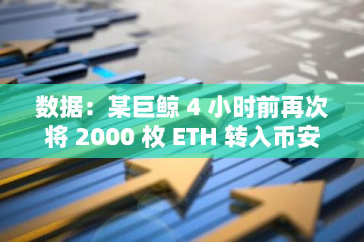 数据：某巨鲸 4 小时前再次将 2000 枚 ETH 转入币安，约合 496 万美元