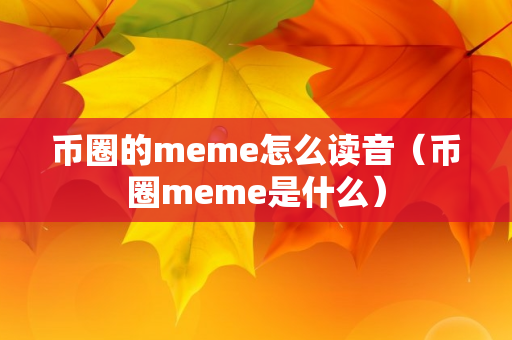 币圈的meme怎么读音（币圈meme是什么）