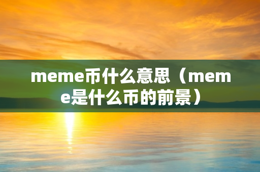 meme币什么意思（meme是什么币的前景）