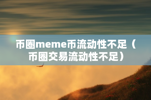 币圈meme币流动性不足（币圈交易流动性不足）