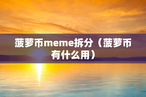 菠萝币meme拆分（菠萝币有什么用）