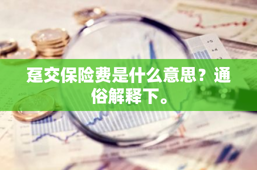 趸交保险费是什么意思？通俗解释下。