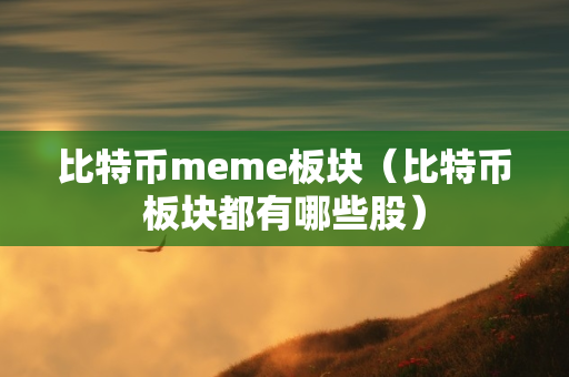 比特币meme板块（比特币板块都有哪些股）