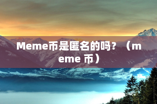 Meme币是匿名的吗？（meme 币）