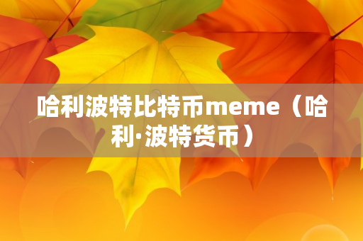 哈利波特比特币meme（哈利·波特货币）