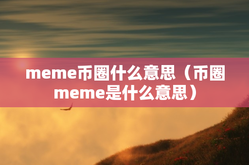 meme币圈什么意思（币圈meme是什么意思）