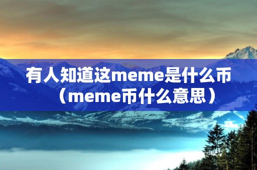 有人知道这meme是什么币（meme币什么意思）