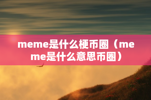 meme是什么梗币圈（meme是什么意思币圈）