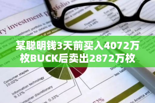 某聪明钱3天前买入4072万枚BUCK后卖出2872万枚获利106万美元，总收益达1023倍