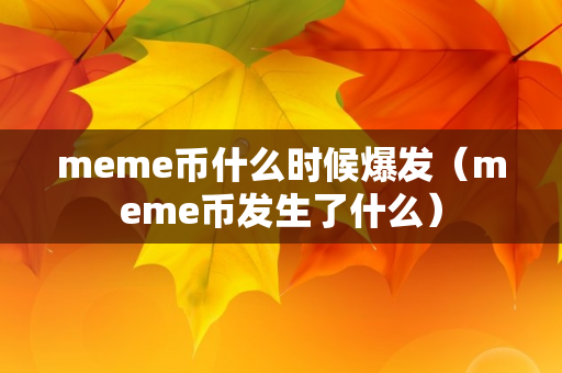 meme币什么时候爆发（meme币发生了什么）