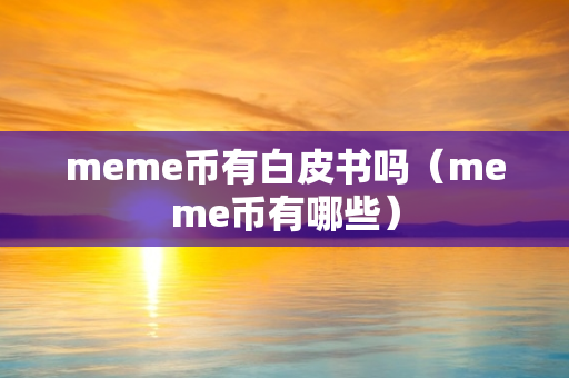 meme币有白皮书吗（meme币有哪些）