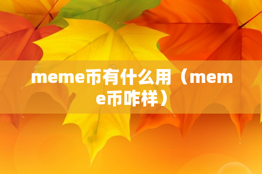 meme币有什么用（meme币咋样）