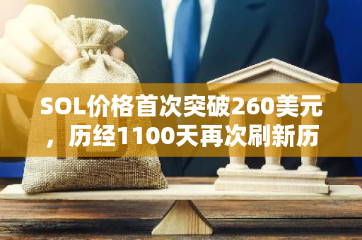 SOL价格首次突破260美元，历经1100天再次刷新历史记录，展现强劲上涨趋势