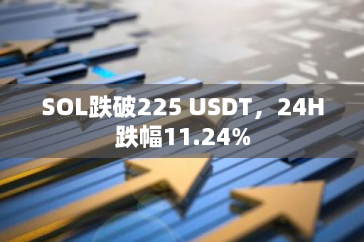 SOL跌破225 USDT，24H跌幅11.24%