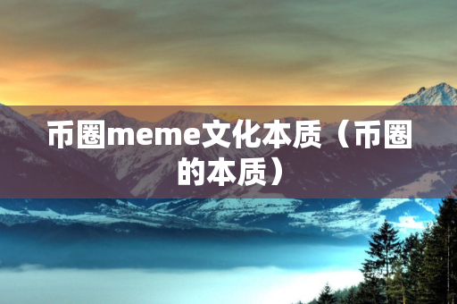 币圈meme文化本质（币圈的本质）