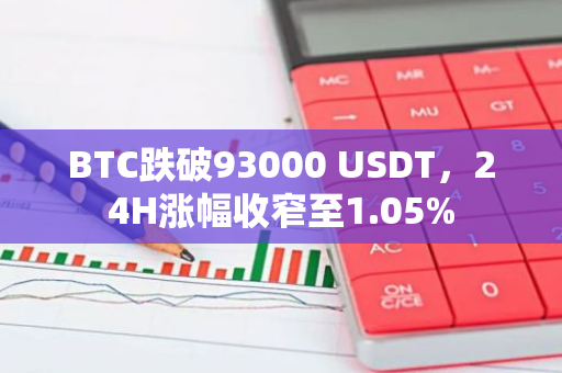 BTC跌破93000 USDT，24H涨幅收窄至1.05%